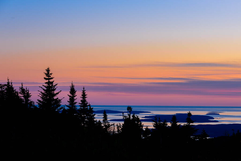 Impressions at Sunset-Jane-Haslam-Fine-Art-Photography-8 
 Blue hour view looking south from the summit of Cadillac Mountain towards the Cranberry Islands 
 Keywords: fine art landscape photography, fine art photography, new york, pawling, Acadia national park, Maine